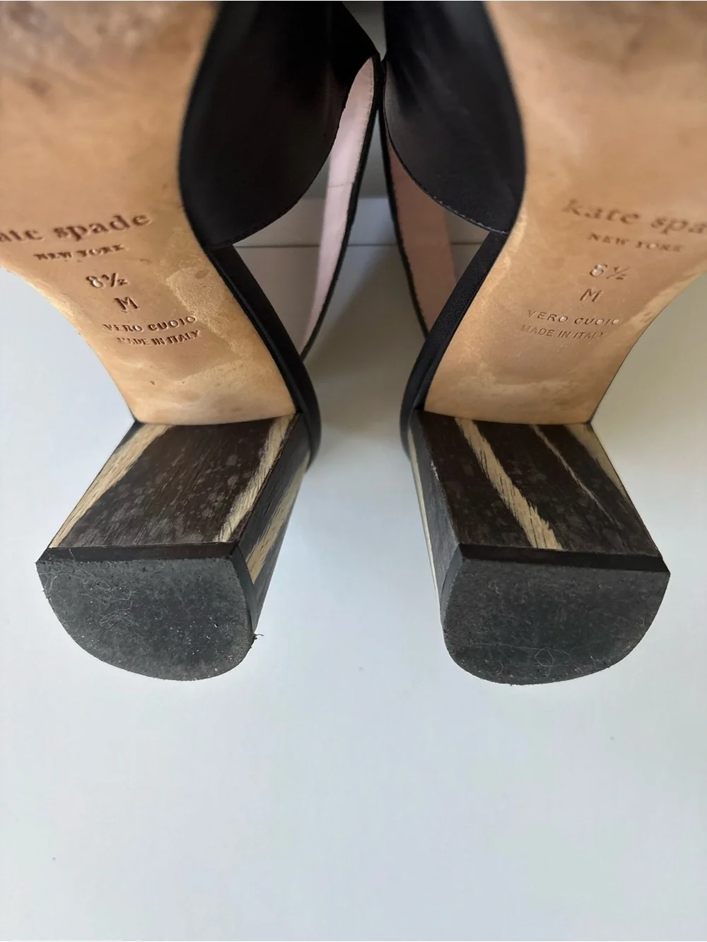 Kate Spade New York Black Leather Peep Toe Slingback Heels Italy Size 8.5 M